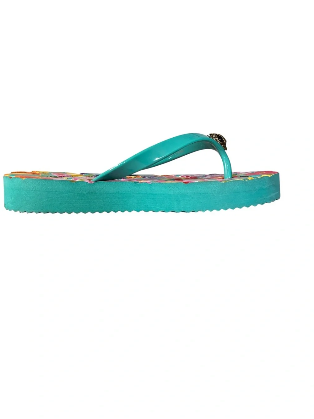 Kurt Geiger London Kensington Eagle Head Quilted Floral Flip-Flop Sz 6